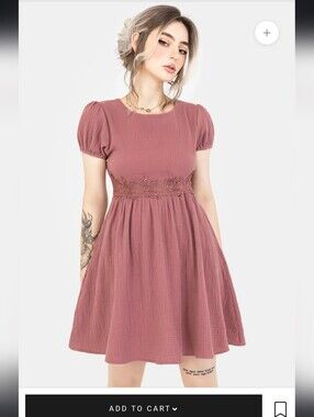 Disturbia Rosamoth Appliqué Trim Cotton Mini Smock Dress